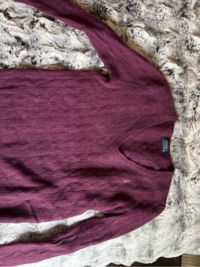 Polo by Ralph Lauren Women's Cable-Knit V-Neck Sweater - Plum/Burgundy